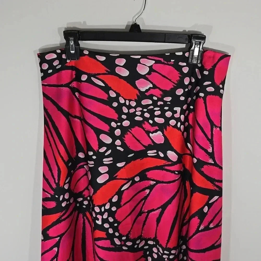 {Milly} Fion Graphic Butterfly Bias Cut Satin Skirt - Picture 8 of 17
